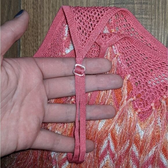 MARCIANO Women's Orange, Pink, White Fringe Tank w/ Adjustable Straps. Small. - Picture 5 of 6